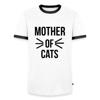 Mother of cats - T-shirt contrasté Homme - blanc/noir - Devant - AI Model Female 172 light (172cm) & AI Model Male 178 dark (178cm)