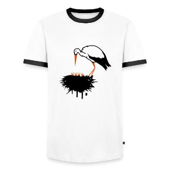 Storch und sein Nest mit Nachwuchs Graffiti - Männer Kontrast-T-Shirt - Weiß/Schwarz - Vorne - AI Model Female 172 light (172cm) & AI Model Male 178 dark (178cm)