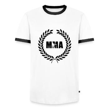 mma - Männer Kontrast-T-Shirt - Weiß/Schwarz - Vorne - AI Model Female 172 light (172cm) & AI Model Male 178 dark (178cm)