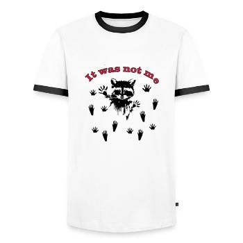 Raton laveur / raton laveur - T-shirt contrasté Homme - blanc/noir - Devant - AI Model Female 172 light (172cm) & AI Model Male 178 dark (178cm)