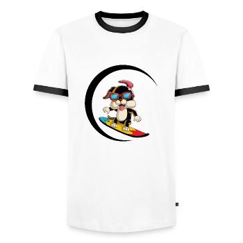 Dog Hund - Männer Kontrast-T-Shirt - Weiß/Schwarz - Vorne - AI Model Female 172 light (172cm) & AI Model Male 178 dark (178cm)