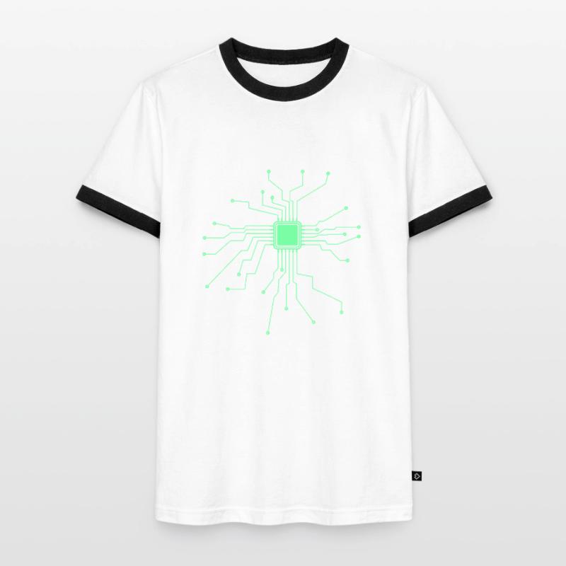 Processor, CPU, Technology, Electronics, Heart Men's Ringer Shirt