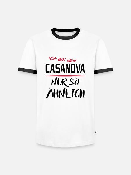 Männer Sprüche Angeber Casanova - Männer Kontrast-T-Shirt - Weiß/Schwarz