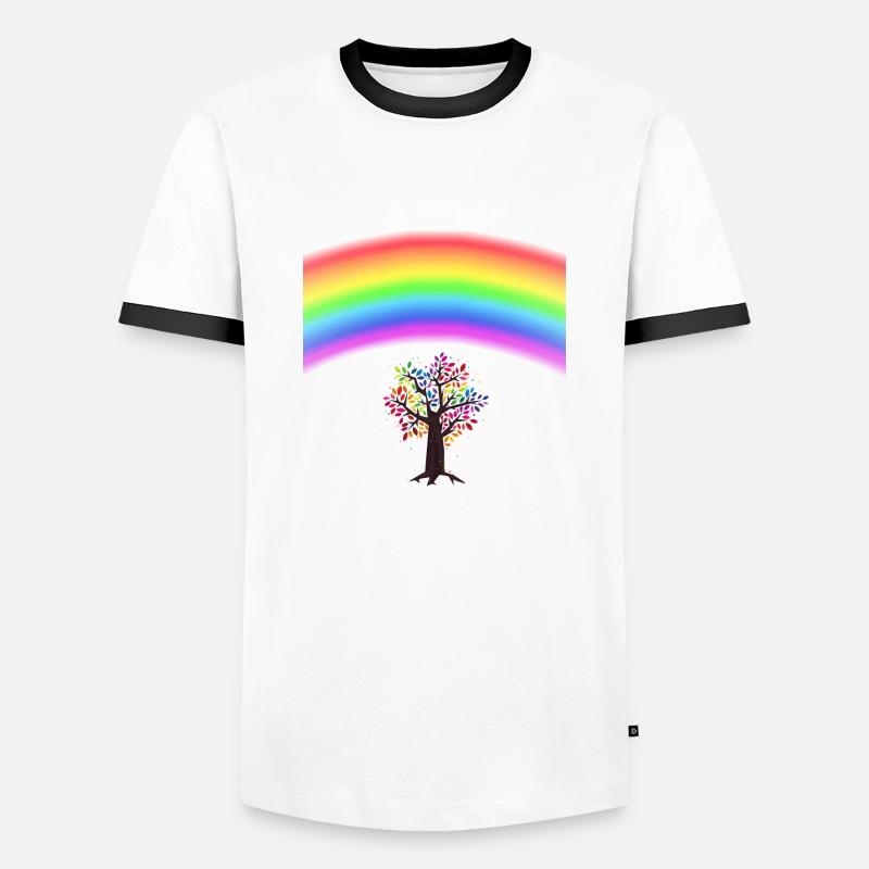 Rainbow Tree - Männer Kontrast-T-Shirt - Weiß/Schwarz