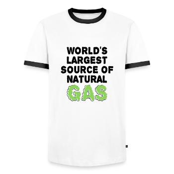 Plus grande source de gaz au monde - T-shirt contrasté Homme - blanc/noir - Devant - AI Model Female 172 light (172cm) & AI Model Male 178 dark (178cm)