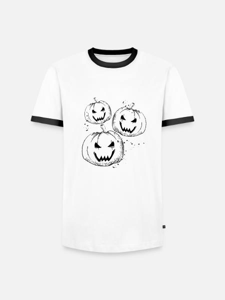 Halloween Kürbisse - Männer Kontrast-T-Shirt - Weiß/Schwarz