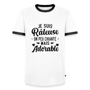Je Suis Râleuse Un Peu Chiante Mais Adorable - T-shirt contrasté Homme - blanc/noir - Devant - AI Model Female 172 light (172cm) & AI Model Male 178 dark (178cm)