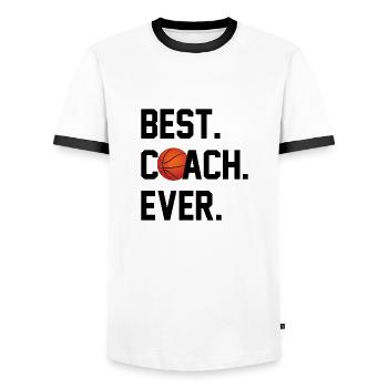 BEST COACH BASKETBALL - Men's Ringer Shirt - white/black - Front - AI Model Female 172 light (172cm) & AI Model Male 178 dark (178cm)