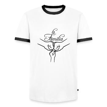 Baby La Familia - Men's Ringer Shirt - white/black - Front - AI Model Female 172 light (172cm) & AI Model Male 178 dark (178cm)