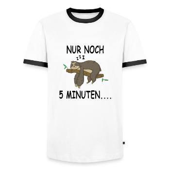 Faultier Schlafen Nur noch 5 Minuten - Männer Kontrast-T-Shirt - Weiß/Schwarz - Vorne - AI Model Female 172 light (172cm) & AI Model Male 178 dark (178cm)