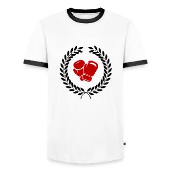 Boxing - Männer Kontrast-T-Shirt - Weiß/Schwarz - Vorne - AI Model Female 172 light (172cm) & AI Model Male 178 dark (178cm)