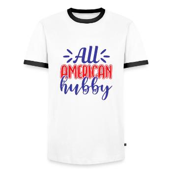 All American Hubby - T-shirt contrasté Homme - blanc/noir - Devant - AI Model Female 172 light (172cm) & AI Model Male 178 dark (178cm)