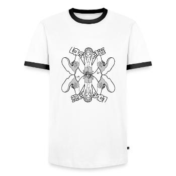Love piece - T-shirt contrasté Homme - blanc/noir - Devant - AI Model Female 172 light (172cm) & AI Model Male 178 dark (178cm)