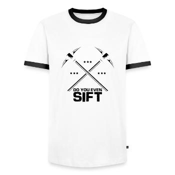 Gold Digger Gold Panning Gold Mining Designs - Men's Ringer Shirt - white/black - Front - AI Model Female 172 light (172cm) & AI Model Male 178 dark (178cm)