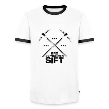 Gold Digger Gold Panning Gold Mining Designs - Men's Ringer Shirt - white/black - Front - AI Model Female 172 light (172cm) & AI Model Male 178 dark (178cm)