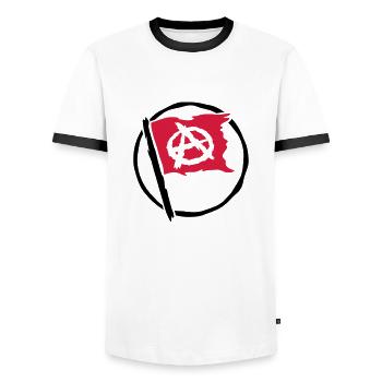Design anarchy flag symbol - Men's Ringer Shirt - white/black - Front - AI Model Female 172 light (172cm) & AI Model Male 178 dark (178cm)