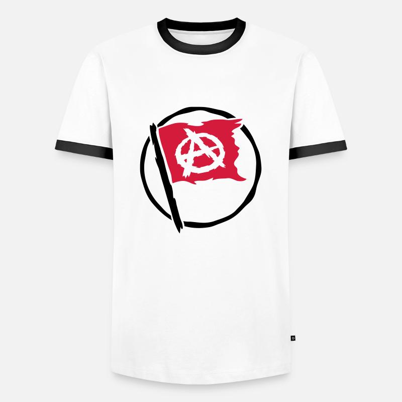 Design anarchy flag symbol - Men's Ringer Shirt - white/black
