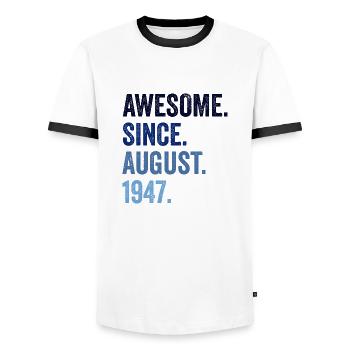 Génial depuis août 1947 75ème anniversaire - T-shirt contrasté Homme - blanc/noir - Devant - AI Model Female 172 light (172cm) & AI Model Male 178 dark (178cm)