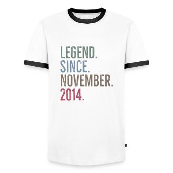 Légende depuis novembre 2014 - T-shirt contrasté Homme - blanc/noir - Devant - AI Model Female 172 light (172cm) & AI Model Male 178 dark (178cm)