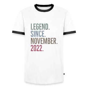 Legend Since November 2022 - Men's Ringer Shirt - white/black - Front - AI Model Female 172 light (172cm) & AI Model Male 178 dark (178cm)