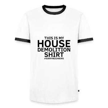 Conception de démolition de maisons et rénovation de maisons - T-shirt contrasté Homme - blanc/noir - Devant - AI Model Female 172 light (172cm) & AI Model Male 178 dark (178cm)