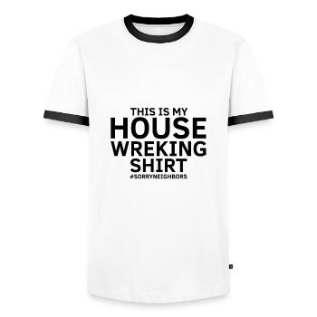 Conception de démolition et de rénovation de maisons - T-shirt contrasté Homme - blanc/noir - Devant - AI Model Female 172 light (172cm) & AI Model Male 178 dark (178cm)