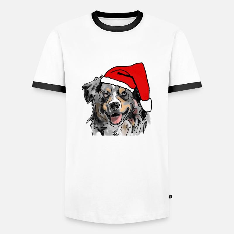 Australian Shepherd Aussie Weihnachten - Männer Kontrast-T-Shirt - Weiß/Schwarz