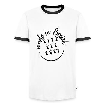 made in breizh 13 - T-shirt contrasté Homme - blanc/noir - Devant - AI Model Female 172 light (172cm) & AI Model Male 178 dark (178cm)