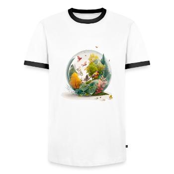 The miniature drill - Men's Ringer Shirt - white/black - Front - AI Model Female 172 light (172cm) & AI Model Male 178 dark (178cm)