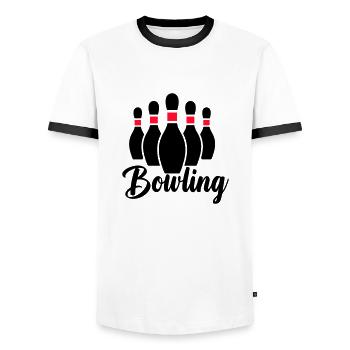 bowling - Men's Ringer Shirt - white/black - Front - AI Model Female 172 light (172cm) & AI Model Male 178 dark (178cm)