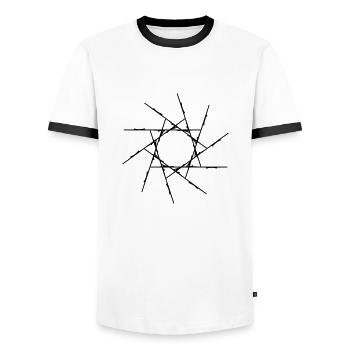 Lens Object | Gyro Lines | Vectorgraphic - Men's Ringer Shirt - white/black - Front - AI Model Female 172 light (172cm) & AI Model Male 178 dark (178cm)