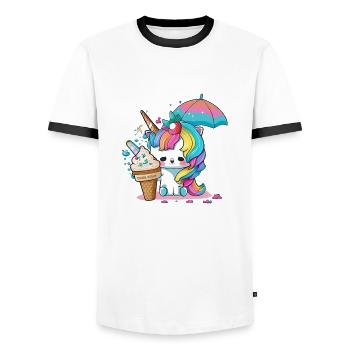 Unicorn Fairy Dust - Let yourself be enchanted - Men's Ringer Shirt - white/black - Front - AI Model Female 172 light (172cm) & AI Model Male 178 dark (178cm)