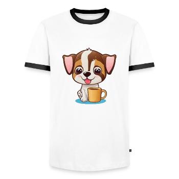 A must for every dog lover: happiness with a dog - Men's Ringer Shirt - white/black - Front - AI Model Female 172 light (172cm) & AI Model Male 178 dark (178cm)