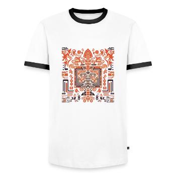 Motif Inca - Men's Ringer Shirt - white/black - Front - AI Model Female 172 light (172cm) & AI Model Male 178 dark (178cm)