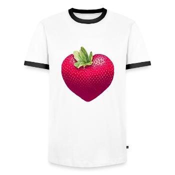 Strawberry - Men's Ringer Shirt - white/black - Front - AI Model Female 172 light (172cm) & AI Model Male 178 dark (178cm)