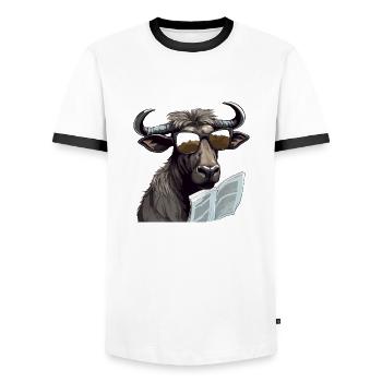 Book le bison - T-shirt contrasté Homme - blanc/noir - Devant - AI Model Female 172 light (172cm) & AI Model Male 178 dark (178cm)