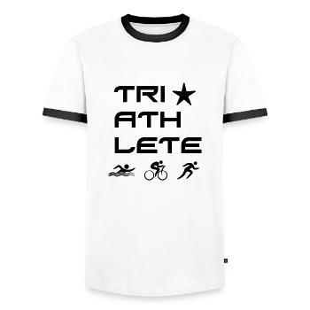 Triathlon Swim Bike Run Marathon - Männer Kontrast-T-Shirt - Weiß/Schwarz - Vorne - AI Model Female 172 light (172cm) & AI Model Male 178 dark (178cm)