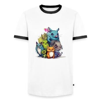 Les streums n°2 - T-shirt contrasté Homme - blanc/noir - Devant - AI Model Female 172 light (172cm) & AI Model Male 178 dark (178cm)