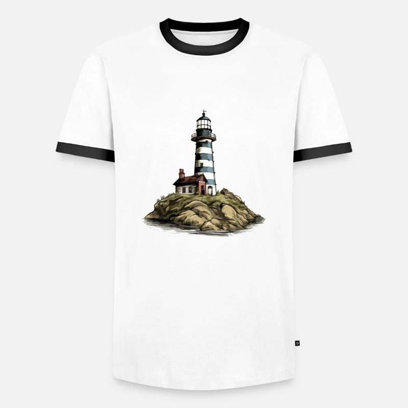 Breton Lighthouse n°5 - Men's Ringer Shirt - white/black