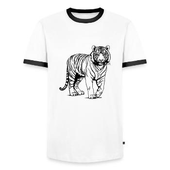 tiger - Men's Ringer Shirt - white/black - Front - AI Model Female 172 light (172cm) & AI Model Male 178 dark (178cm)