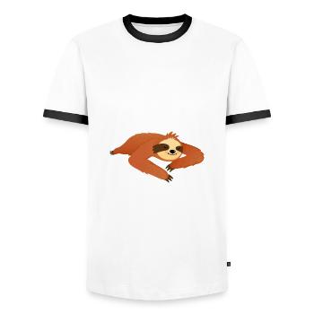 Hot Mess Express paresseux paresseux mignon - T-shirt contrasté Homme - blanc/noir - Devant - AI Model Female 172 light (172cm) & AI Model Male 178 dark (178cm)