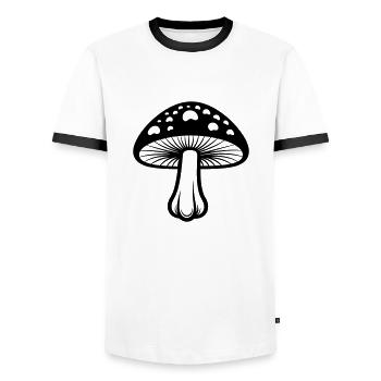 mushroom - Men's Ringer Shirt - white/black - Front - AI Model Female 172 light (172cm) & AI Model Male 178 dark (178cm)
