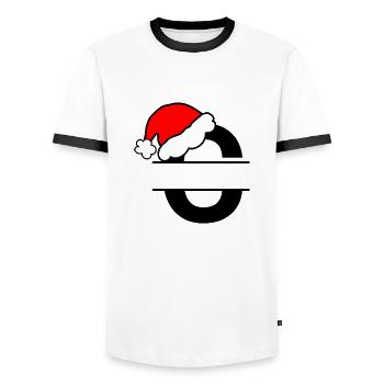 Christmas Alphabet Letter C to Customize - Men's Ringer Shirt - white/black - Front - AI Model Female 172 light (172cm) & AI Model Male 178 dark (178cm)