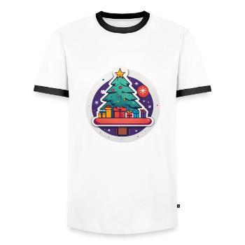 Spruce and gifts - Men's Ringer Shirt - white/black - Front - AI Model Female 172 light (172cm) & AI Model Male 178 dark (178cm)