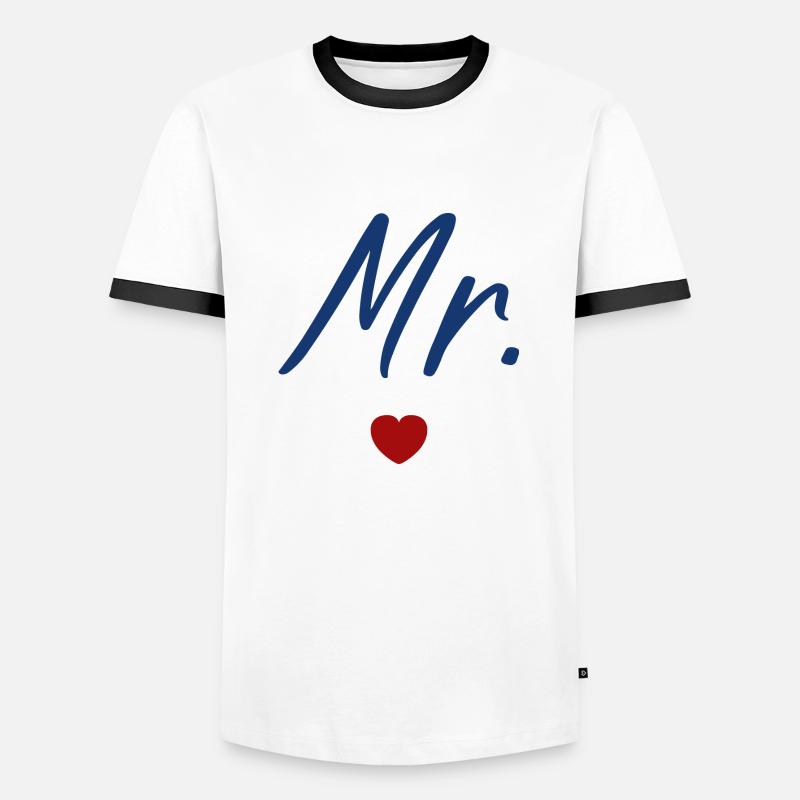 Herr - Männer Kontrast-T-Shirt - Weiß/Schwarz