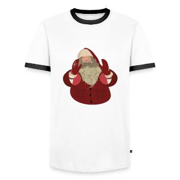 Santa Claus - Men's Ringer Shirt - white/black - Front - AI Model Female 172 light (172cm) & AI Model Male 178 dark (178cm)