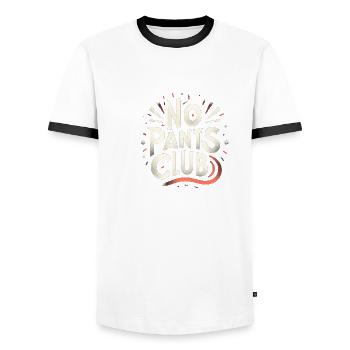 no pants club 4 - Männer Kontrast-T-Shirt - Weiß/Schwarz - Vorne - AI Model Female 172 light (172cm) & AI Model Male 178 dark (178cm)