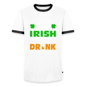 0 % Irish 100 % Drunk - Men's Ringer Shirt - white/black - Front - AI Model Female 172 light (172cm) & AI Model Male 178 dark (178cm)