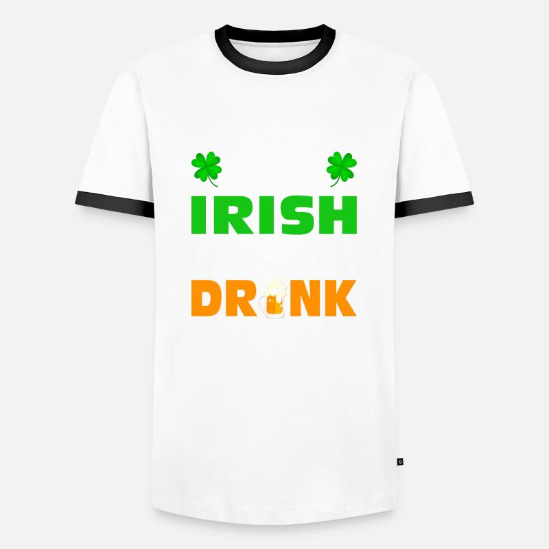 0 % Irish 100 % Drunk - Men's Ringer Shirt - white/black
