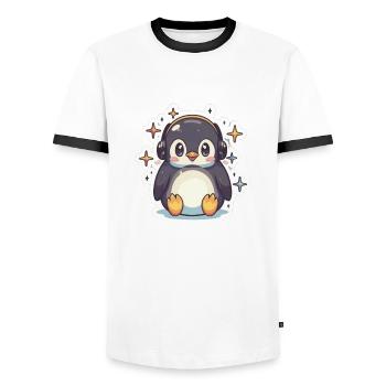 Penguin Lover - Men's Ringer Shirt - white/black - Front - AI Model Female 172 light (172cm) & AI Model Male 178 dark (178cm)